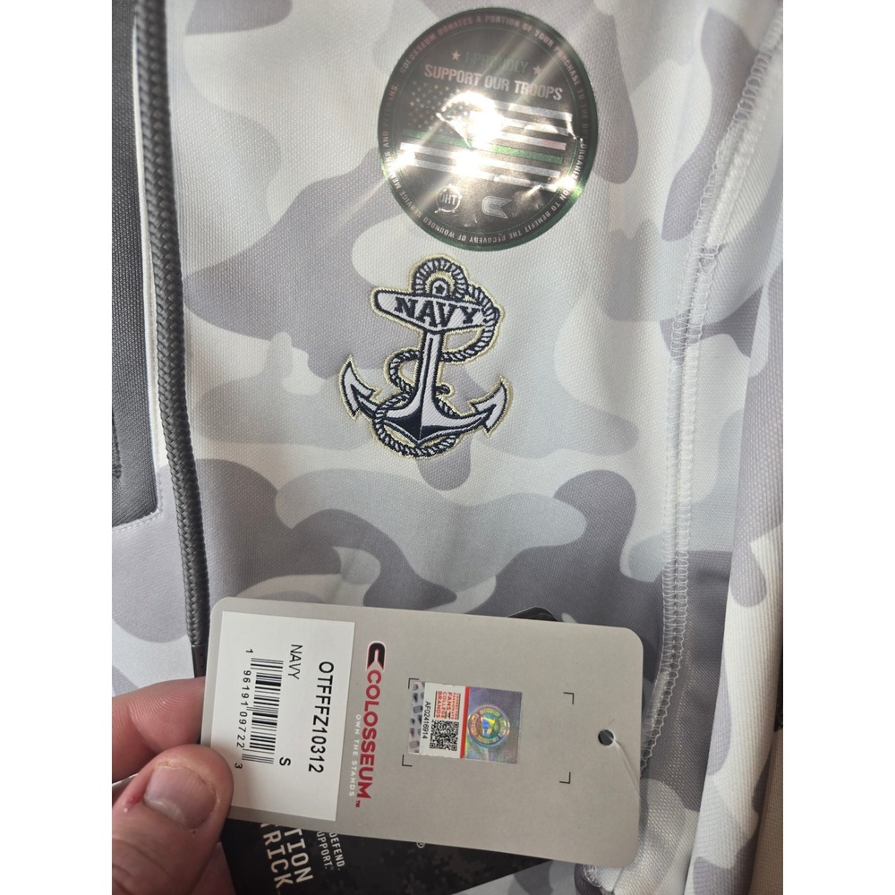 Colosseum Mens Navy OHT Arctic Camo Quarter Zip Hoodie Small NWT - Picture 2 of 8